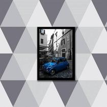 Quadro Fotografia Carro Retrô Azul 24X18Cm