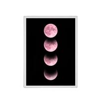 Quadro Fotografia Fases Da Lua Rosa 33X24Cm - Com Vidro