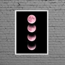 Quadro Fotografia Fases Da Lua Rosa 45x34cm - com vidro