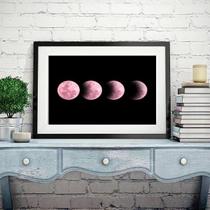 Quadro Fotografia Fases Da Lua Rosa - 60X48Cm