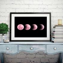 Quadro Fotografia Fases da Lua Rosa - 60x48cm Quadro Fotografia Fases da Lua Rosa - 60x48cm