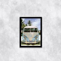 Quadro Fotografia Kombi na Praia 24x18cm Quadro Fotografia Kombi na Praia 24x18cm