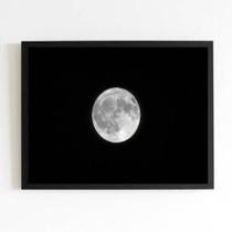 Quadro Fotografia Lua Cheia 45X34Cm Com Vidro Moldura Preta