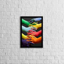 Quadro Fotografia Mãos Coloridas 45x34cm - com vidro