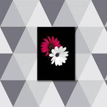 Quadro Fotografia Margarida Vermelha E Branca 45X34 Preta Quadro Fotografia Margarida Vermelha E Branca 45X34 Preta