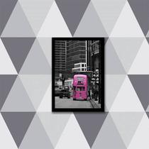 Quadro Fotografia Ônibus Rosa 33x24cm - com vidro