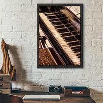 Quadro Fotografia Piano 33X24Cm - Com Vidro - Madeira Preta