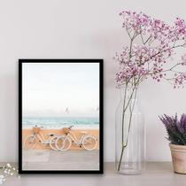 Quadro Fotografia Praia Bicicletas 24X18Cm - Com Vidro