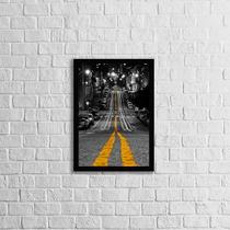 Quadro Fotografia Rua Pista Amarela 24X18Cm Quadro Fotografia Rua Pista Amarela 24X18Cm