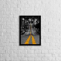 Quadro Fotografia Rua Pista Amarela 24x18cm Quadro Fotografia Rua Pista Amarela 24x18cm