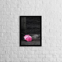 Quadro Fotografia Sombrinha Rosa 24x18cm - com vidro