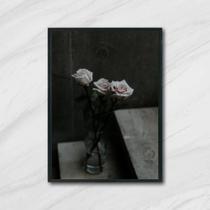 Quadro Fotografia Vaso com Rosas 45x34cm - com vidro