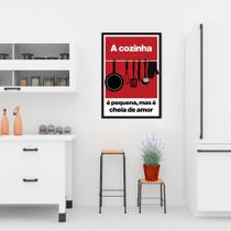 Quadro Frase A Cozinha é Pequena 43x30 Caixa Preto Moldura Caixa, Preta