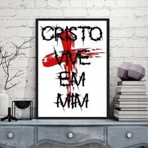 Quadro Frase Cristo Vive Em Mim 45X34Cm Vidro Moldura Preta