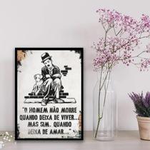 Quadro Frase De Amor Charlie Chaplin 24X18Cm Preta
