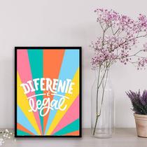 Quadro Frase Diferente É Legal 24x18cm - com vidro