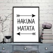 Quadro Frase Hakuna Matata 24X18 - Com Vidro - Madeira Preta