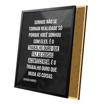 Quadro Frase Motivacional Trabalho Duro Moldura e Vidro