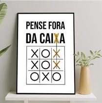 Quadro Frase Pense Fora Da Caixa 24x18cm - com vidro