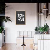 Quadro Frase Pizza Pasta Vino 43x30 Caixa Marfim Moldura Caixa, Marfim