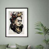 Quadro Frida Kahlo Abstrato Rústico 60x48cm
