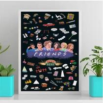 Quadro Friends Ícones 33x24cm - Vidro e Moldura Branca