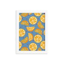 Quadro Frutas Coloridas Laranjas Moldura Branca 33x43cm