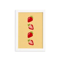 Quadro Frutas Coloridas Morangos Moldura Branca 22x32cm Quadro Frutas Coloridas Morangos Moldura Branca 22x32cm