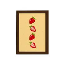 Quadro Frutas Coloridas Morangos Moldura Marrom 33x43cm