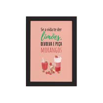 Quadro Frutas Cozinha Limões e Morangos Moldura Preta 22x32 Quadro Frutas Cozinha Limões e Morangos Moldura Preta 22x32