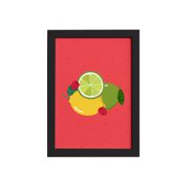 Quadro Frutas Limões Framboesas Moldura Preta 22x32cm