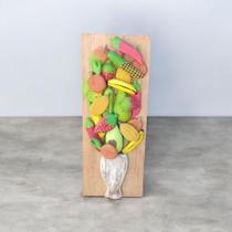 Quadro frutas madeira maciça 80 cm