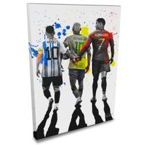 Quadro Futebol Neymar Messi e Cristiano Ronaldo 40x60 cm