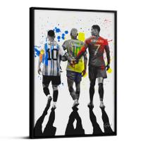 Quadro Futebol Neymar Messi e Cristiano Ronaldo 50x70 cm
