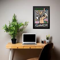 Quadro Gamer - Born To Be A Gamer 24x18cm - com vidro