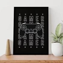 Quadro Gamer Console Preto E Branco 33X24Cm