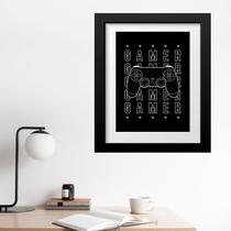 Quadro Gamer Controle Preto e Branco - 60x48cm Quadro Gamer Controle Preto e Branco - 60x48cm