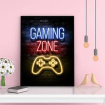 Quadro Gamer Gaming Zone 33X24Cm - Com Vidro Preta