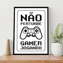 Quadro Gamer Jogando Não Perturbe 45x34cm - com vidro Quadro Gamer Jogando Não Perturbe 45x34cm - com vidro