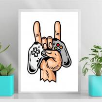 Quadro Gamer Mão com Joystick 45x34cm - Decoração Gamer