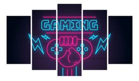 Quadro Gamer Mosaico Decoração 5 Peças Jogos Video Game 05