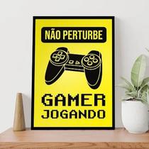 Quadro Gamer Não Perturbe Amarelo 45x34cm - Quadros On-line