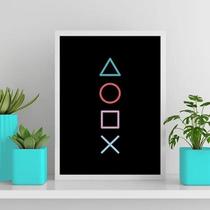 Quadro Gamer Símbolos Vídeo Game 45X34Cm - Com Vidro