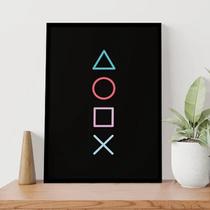 Quadro Gamer Símbolos Vídeo Game 45x34cm - com vidro