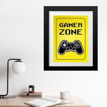 Quadro Gamer Zone Amarelo - 60X48Cm