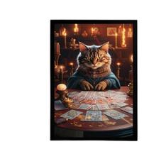 Quadro Gatinha Taróloga - Cartomante 33X24Cm - Com Vidro