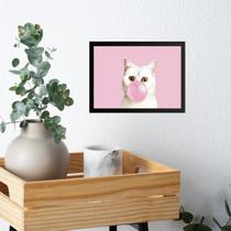 Quadro Gatinho Bubble Gum Rosa 45X34Cm - Com Vidro