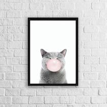 Quadro Gatinho Chiclete 45X34Cm - Com Vidro Moldura Preta Quadro Gatinho Chiclete 45X34Cm - Com Vidro Moldura Preta