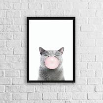 Quadro Gatinho Chiclete 45x34cm - com vidro