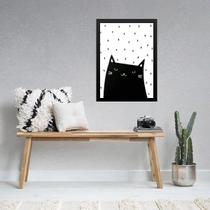 Quadro Gatinho Escandinavo 24x18cm - com vidro